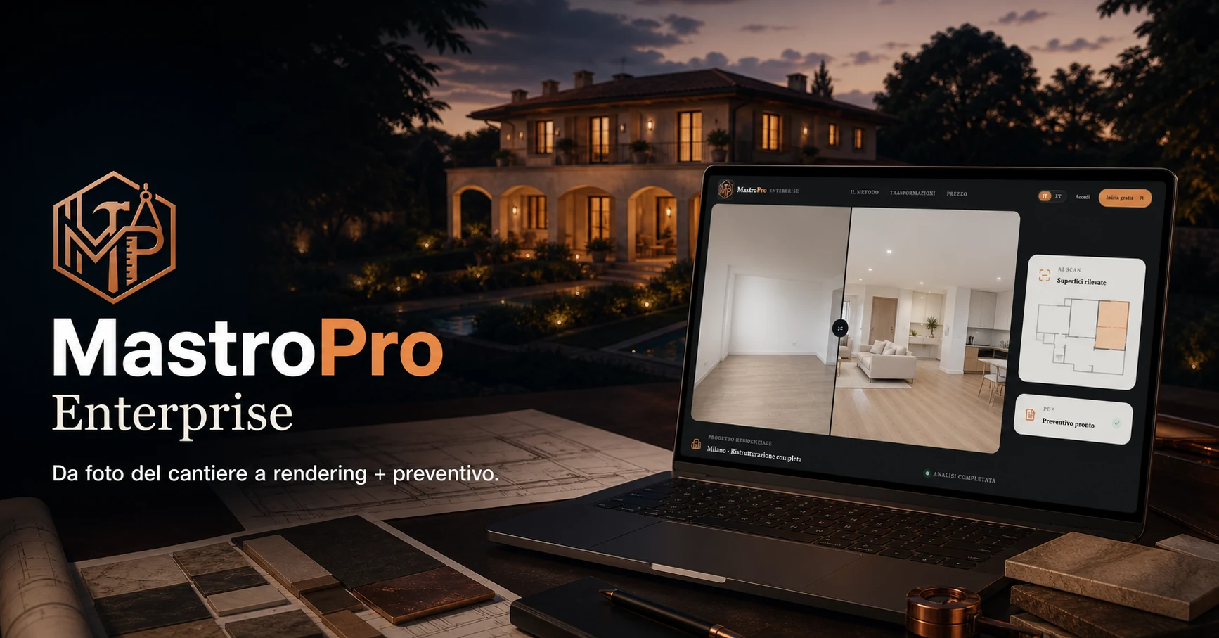 Presentazione di MastroPro Enterprise per rendering e preventivi